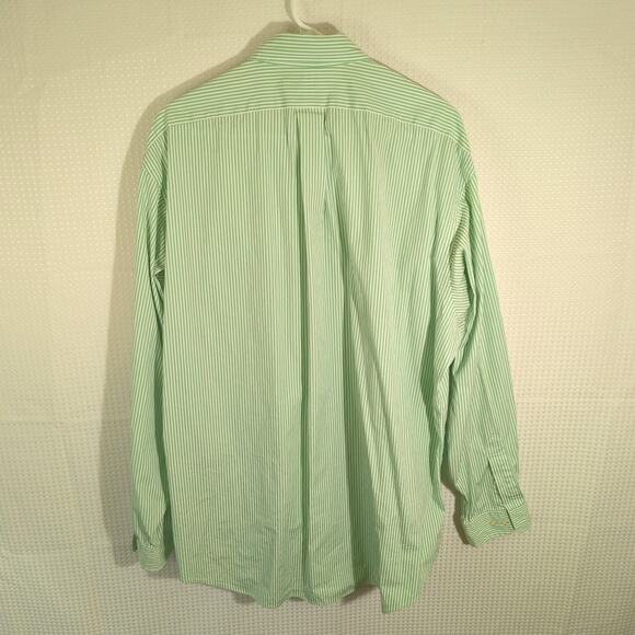 Ralph Lauren XL Green White Striped Button Front Shirt Classic Fit Long Sleeve - Picture 4 of 4